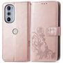 Mobigear Clover Motorola Edge 30 Pro Étui Portefeuille - Rose doré