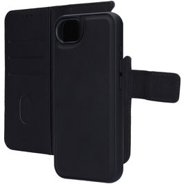 Mobiparts Housse iPhone 16e Etui avec Coque Détachable en Cuir Véritable Porte-Monnaie - Noir