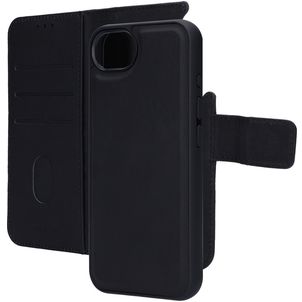 Mobiparts Housse iPhone 16e Etui avec Coque Détachable en Cuir Véritable Porte-Monnaie - Noir