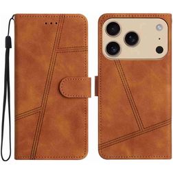 Mobigear Stitch Housse iPhone 17 Pro Etui Porte-Monnaie - Marron