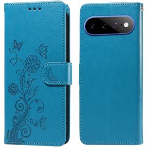 Mobigear Flowers Housse Google Pixel 11 Pro XL Etui Porte-Monnaie - Bleu