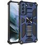 Mobigear Armor Stand Coque Samsung Galaxy S21 FE Coque arrière Rigide Anti-Chocs avec Support Amovible - Bleu