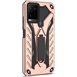 Mobigear Armor Stand Coque Vivo Y21s Coque arrière Rigide Anti-Chocs avec Support Amovible - Rose doré