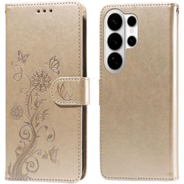 Mobigear Flowers Housse Samsung Galaxy S26 Ultra Etui Porte-Monnaie - Or
