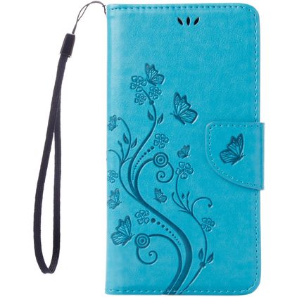 Mobigear Flowers Housse iPhone SE (2020) Etui Porte-Monnaie - Bleu
