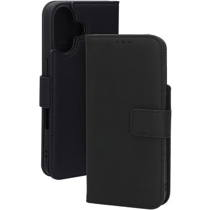 Mobiparts Wallet iPhone 16 MagSafe Cuir véritable Étui Portefeuille - Noir