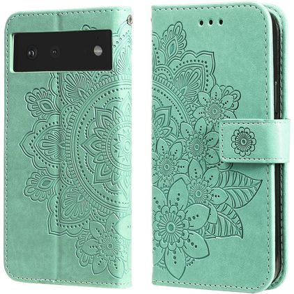 Mobigear Flowers Housse Google Pixel 6 Etui Porte-Monnaie - Vert