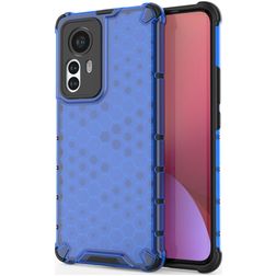 Mobigear Honeycomb Xiaomi 12 Pro Plastique rigide Coque arrière Antichoc - Bleu