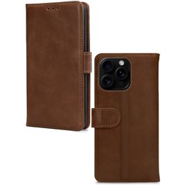 Mobilize Wallet Housse iPhone 16 Pro Max Etui en Cuir Véritable Porte-Monnaie - Marron