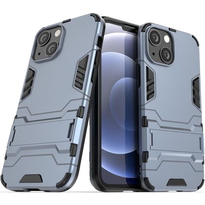 Mobigear Armor Stand Coque iPhone 13 Mini Coque arrière Rigide Anti-Chocs avec Support Amovible - Bleu