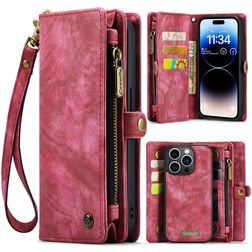 Caseme 008 Housse iPhone 14 Pro Etui avec Coque Détachable Porte-Monnaie - Rouge