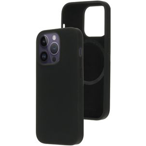 Mobiparts Coque iPhone 14 Pro MagSafe Coque arrière en Silicone - Noir