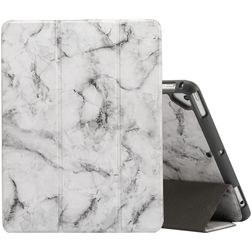 Mobigear Tri-Fold Marble Coque iPad 6 (2018) Etui + Porte-crayon - Gris