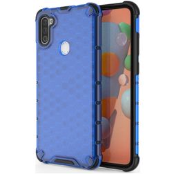 Mobigear Honeycomb Coque Samsung Galaxy A11 Coque arrière Rigide Anti-Chocs - Bleu