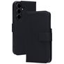 Mobiparts Wallet Housse Samsung Galaxy S25 FE Etui en Cuir Véritable Porte-Monnaie - Noir