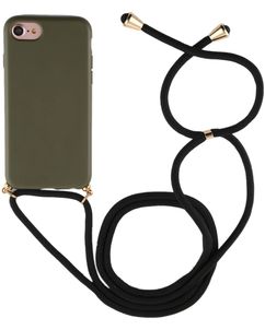 Mobigear Lanyard iPhone SE (2022) Coque avec cordon en TPU Souple - Vert