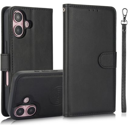 Mobigear Wallet Housse iPhone 16 Plus Etui avec Coque Détachable Porte-Monnaie - Noir
