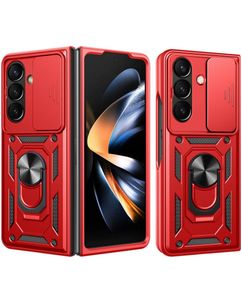 Mobigear Armor Ring Cam Slide Coque Samsung Galaxy Z Fold 8 Ultra Coque arrière Rigide Anti-Chocs avec Anneau-Support et Protecteur Lentilles - Rouge