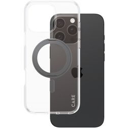 CARE by PanzerGlass Kickstand iPhone 16 Pro Max MagSafe Plastique rigide Coque arrière avec béquille - Transparent / Noir