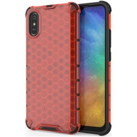 Mobigear Honeycomb Coque Xiaomi Redmi 9A Coque arrière Rigide Anti-Chocs - Rouge