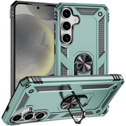Mobigear Armor ring Coque Samsung Galaxy S25 Coque arrière Rigide Anti-Chocs avec Anneau-Support - Vert