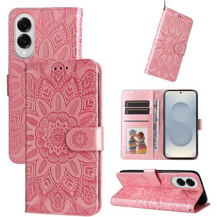 Mobigear Sunflower Housse Samsung Galaxy S25 Edge Etui Porte-Monnaie - Rose doré