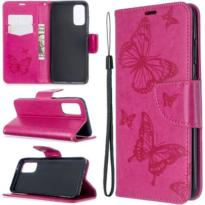 Mobigear Butterfly Housse Samsung Galaxy S20 Etui Porte-Monnaie - Magenta