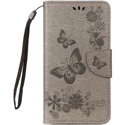 Mobigear Butterfly Housse Samsung Galaxy A8 (2018) Etui Porte-Monnaie - Gris