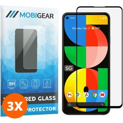 Mobigear Premium Google Pixel 5a 5G Verre trempé Protection d'écran - Compatible coque - Noir (Lot de 3)