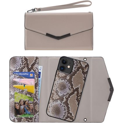 Mobilize Elegant Magnet iPhone XR Détachable 2in1 Pochette - Beige Snake