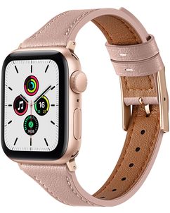Mobigear Napoli Bracelet Cuir Apple Watch Fermeture boucle ardillon - 42/41/40/38 mm - Rose