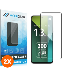 Mobigear Premium Xiaomi Redmi Note 13 Pro 5G Verre trempé Protection d'écran - Compatible Coque - Noir (Lot de 2)