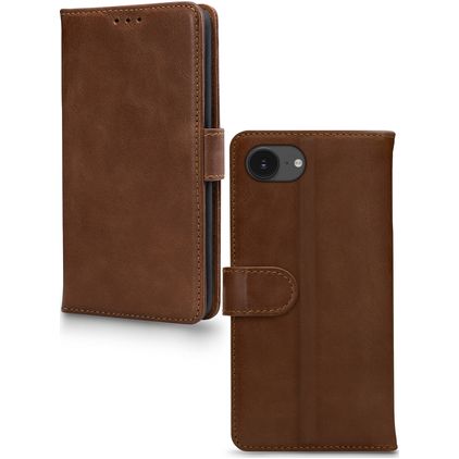 Mobilize Wallet Housse iPhone 17e Etui en Cuir Véritable Porte-Monnaie - Marron