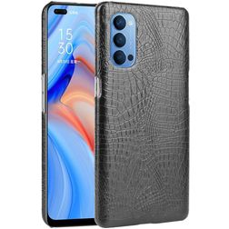 Mobigear Croco Coque OPPO Reno 4 Coque arrière Rigide - Noir