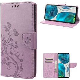 Mobigear Flowers Housse Motorola Moto G52 Etui Porte-Monnaie - Violet