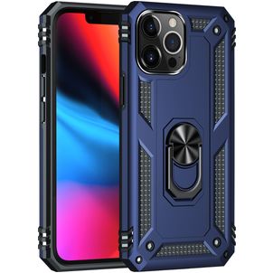 Mobigear Armor Ring Coque iPhone 13 Pro Max Coque arrière Rigide Anti-Chocs avec Anneau-Support - Bleu