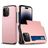Mobigear Card Coque iPhone 15 Pro Coque arrière Rigide Anti-Chocs avec Porte-Cartes - Rose doré
