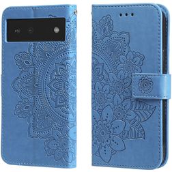 Mobigear Flowers Google Pixel 6 Étui Portefeuille - Bleu