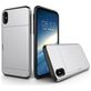Mobigear Card Coque iPhone XS Coque arrière Rigide Anti-Chocs avec Porte-Cartes - Argent
