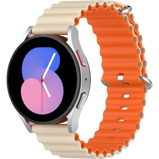 Mobigear Ocean Bracelet Silicone Smartwatch Fermeture boucle ardillon - Connexion universelle de 20 mm - Orange / Lumière stellaire