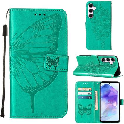 Mobigear Butterfly Housse Samsung Galaxy A55 Etui Porte-Monnaie - Vert