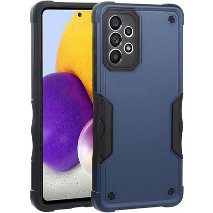 Mobigear Non-slip Armor Coque Samsung Galaxy A73 Coque arrière Rigide Anti-Chocs - Bleu