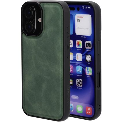 Mobiparts Classic iPhone 16 MagSafe TPU / Similicuir Coque arrière - Emerald Green