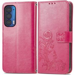 Mobigear Clover Motorola Edge (2021) Étui Portefeuille - Magenta