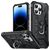 Mobigear Armor Ring Coque iPhone 14 Pro Max Coque arrière Rigide Anti-Chocs avec Anneau-Support - Noir