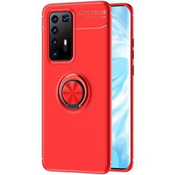 Mobigear Armor Ring Coque Huawei P40 Pro Coque arrière en TPU Souple Anti-Chocs avec Anneau-Support - Rouge