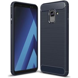 Mobigear Brushed Slim Samsung Galaxy A8 (2018) TPU souple Coque arrière - Bleu marine