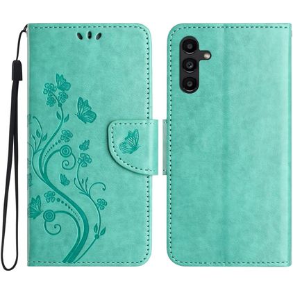 Mobigear Flowers Housse Samsung Galaxy A56 Etui Porte-Monnaie - Vert