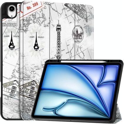 Mobigear Tri-Fold Coque iPad Air 13 Pouces (2024) Etui + Porte-crayon - Eiffel Tower