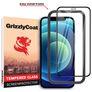 GrizzlyCoat Easy Fit iPhone 12 Verre trempé Protection d'écran - Compatible Coque + Cadre d'installation - Noir